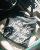 Défier "Aint no Drive-Thru for Fashion Fastfood" oversize Statement T-Shirt in black