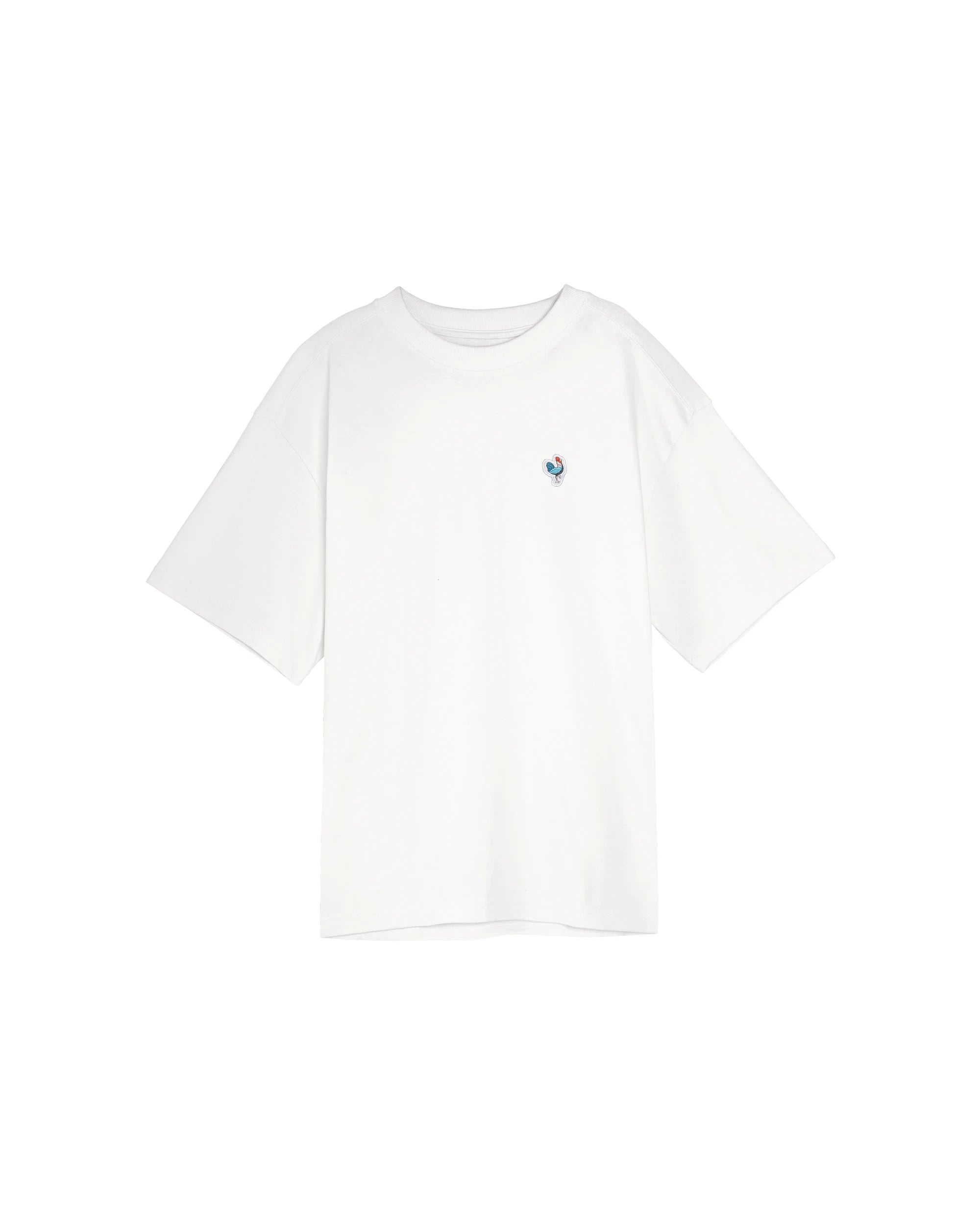 Défier oversize T-Shirt with Rooster Patch in off-white