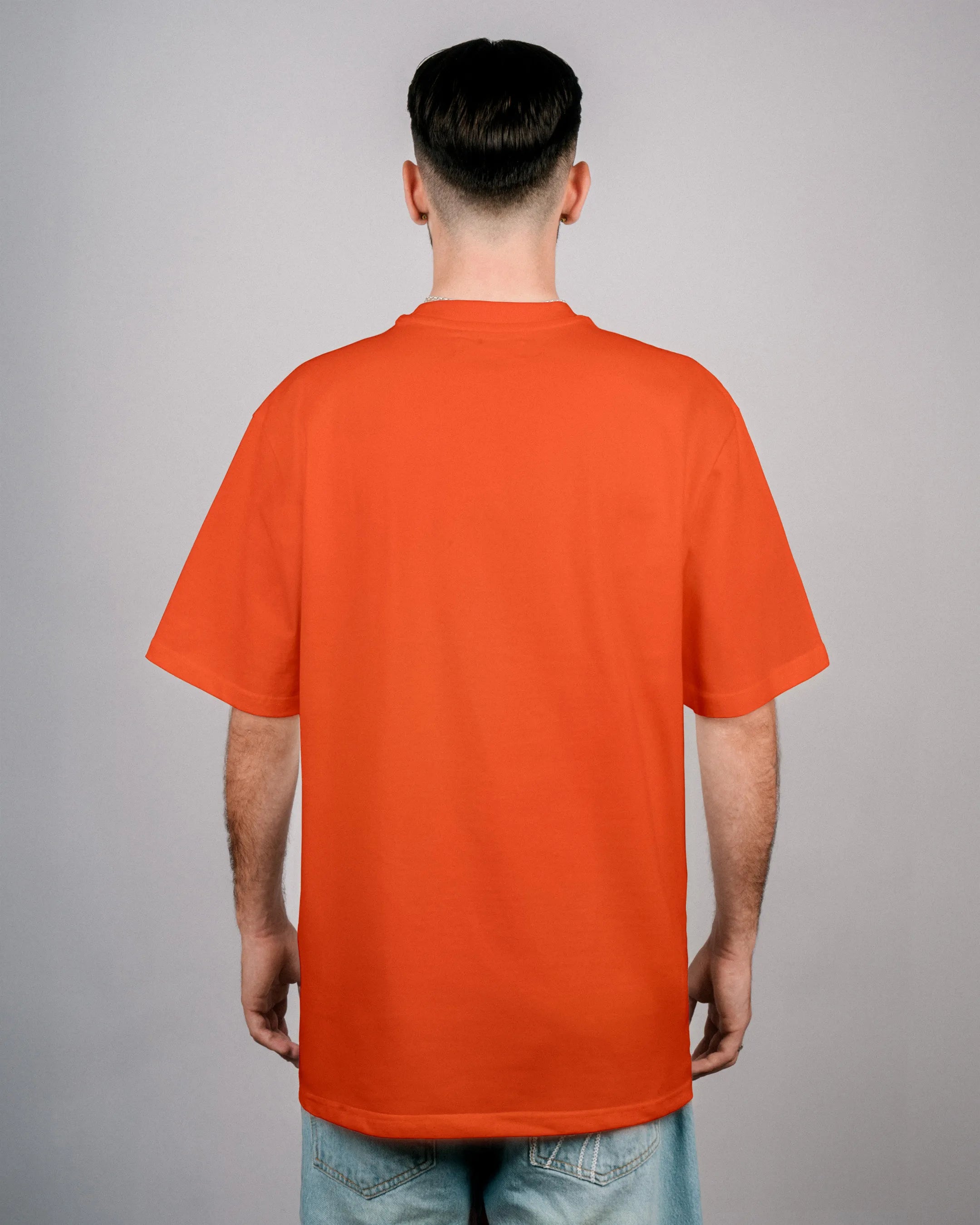 Défier oversize T-Shirt with Rooster Patch in redorange