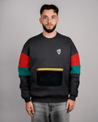 Défier Heritage Crew Neck Sweatshirt with Rooster Patch and Mesh Pocket in anthracite