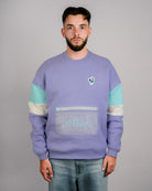 Défier Heritage Crew Neck Sweatshirt with Rooster Patch and Mesh Pocket in purple