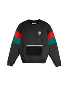 Défier Heritage Crew Neck Sweatshirt with Rooster Patch and Mesh Pocket in anthracite