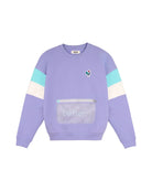 Défier Heritage Crew Neck Sweatshirt with Rooster Patch and Mesh Pocket in purple