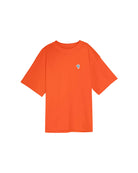 oversize T-Shirt by Défier with Rooster Patch and soft cotton with Peach skin effect red orange