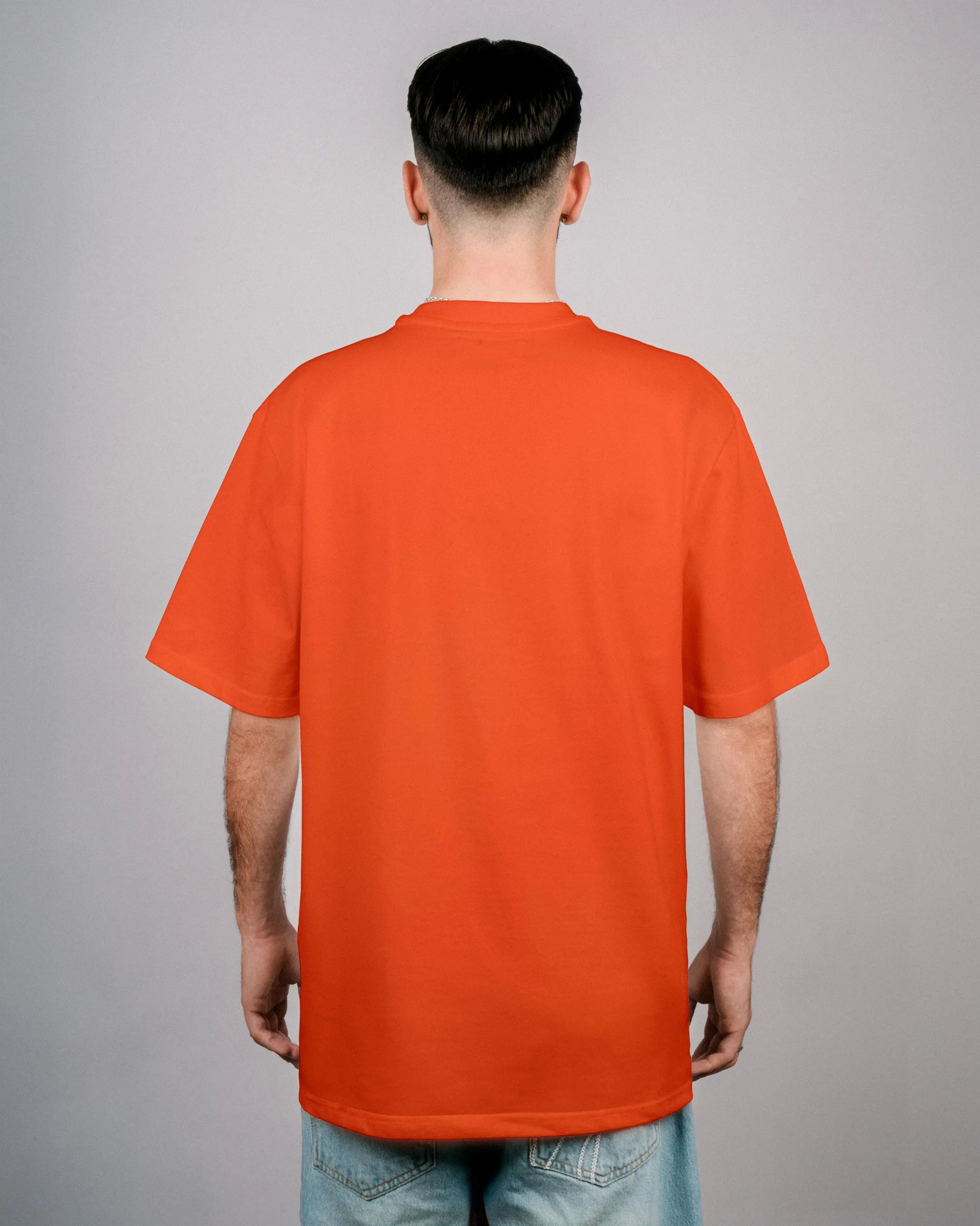 oversize T-Shirt by Défier with Rooster Patch and soft cotton with Peach skin effect red orange