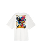 Off-white oversize T-Shirt by Défier with art style Rooster Backprint and soft cotton with Peach skin effect