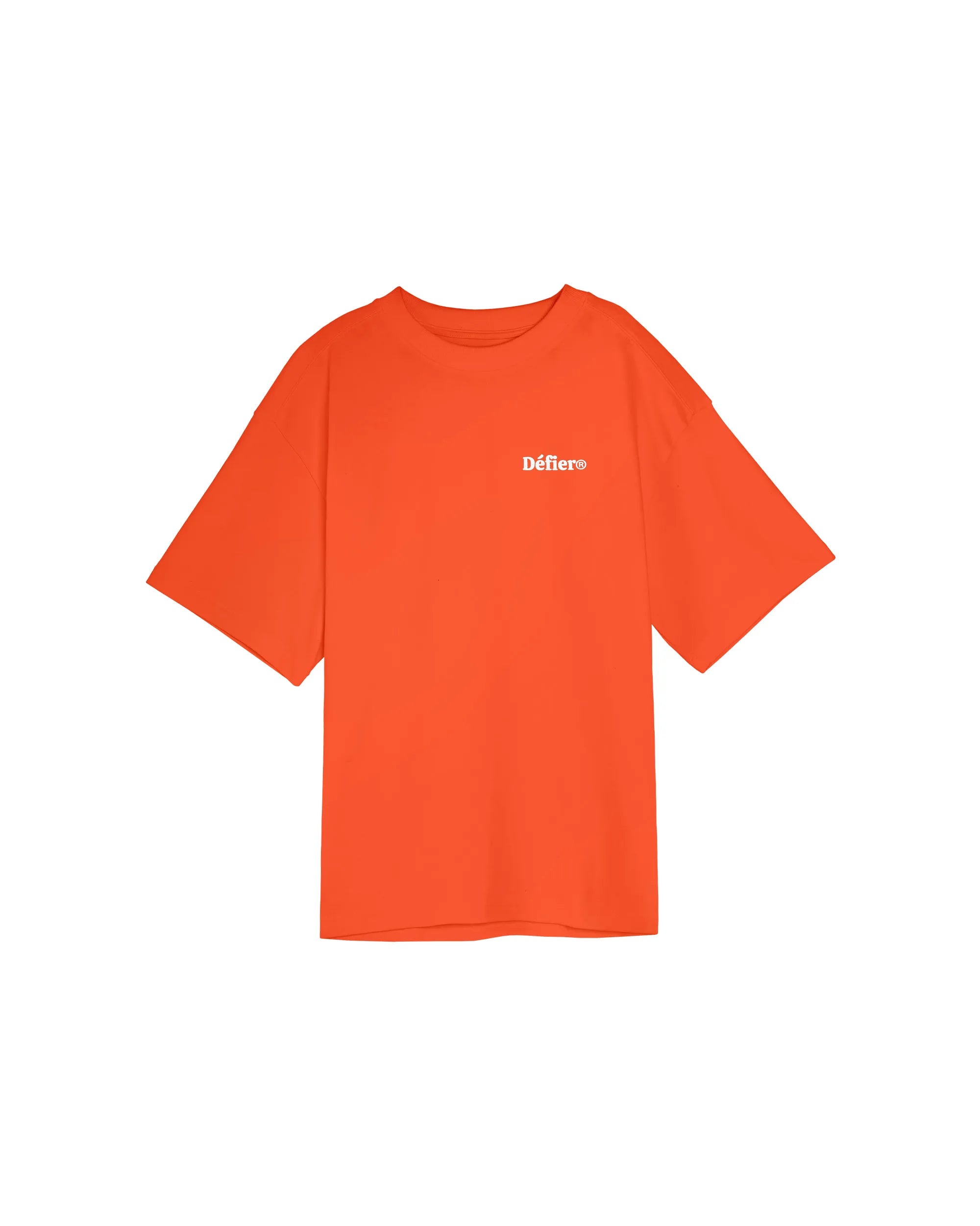 red-orange oversize T-Shirt by Défier with boxing Rooster Backprint and soft cotton with Peach skin effect