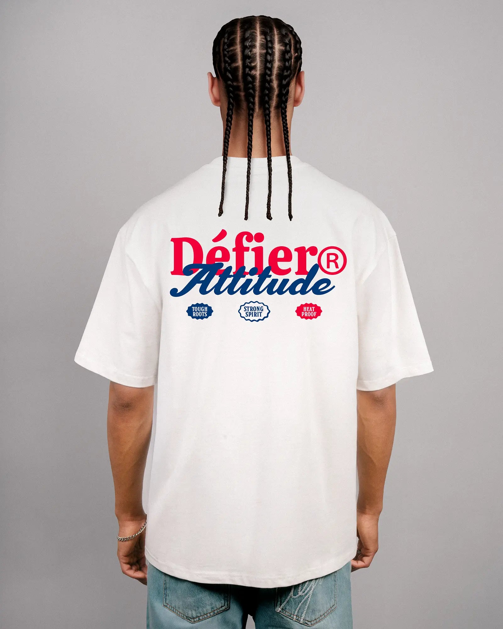 Défier Attitude oversize T-Shirt off-white Backprint