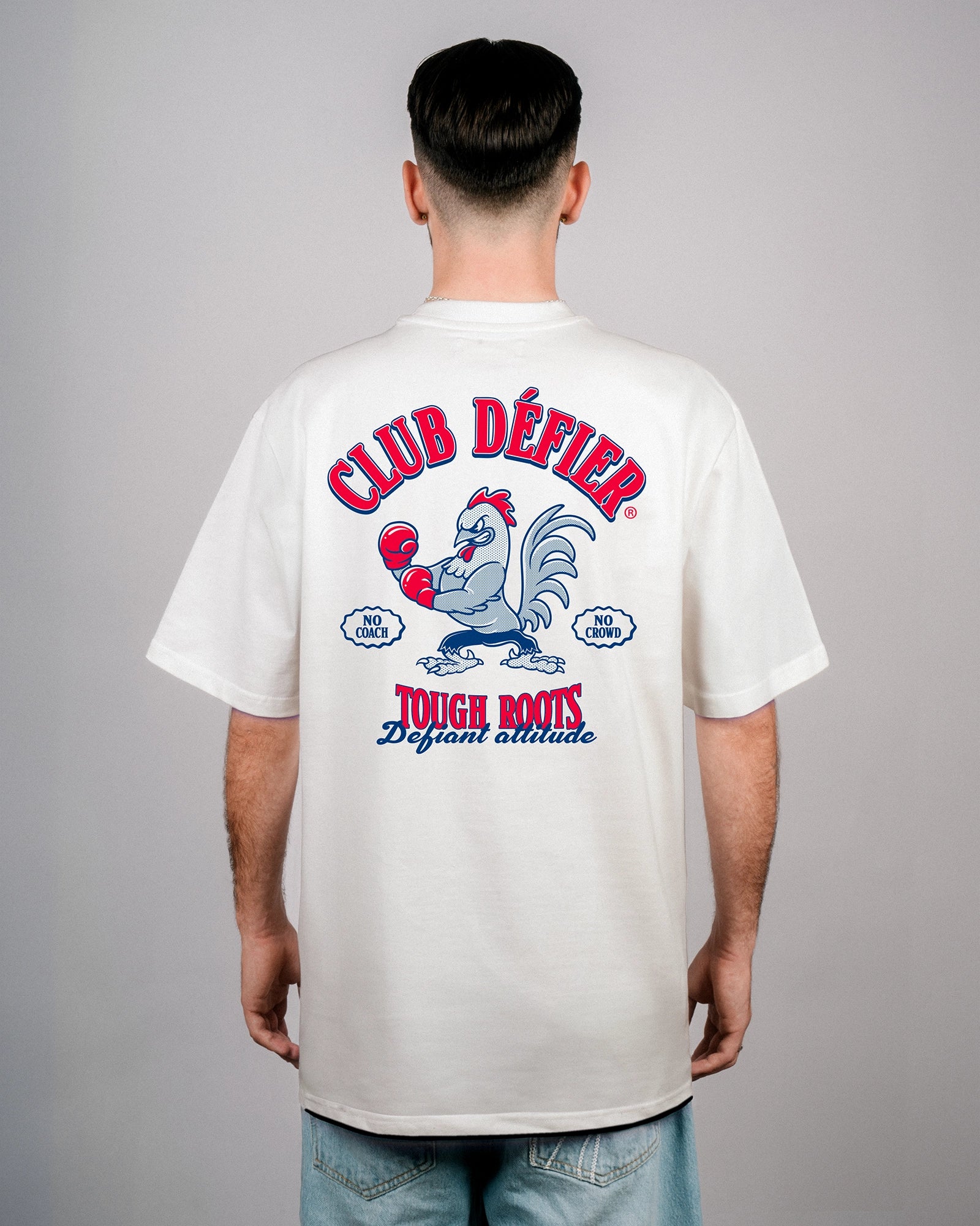 Défier Boxing Club Rooster Print oversize T-Shirt off-white Backprint