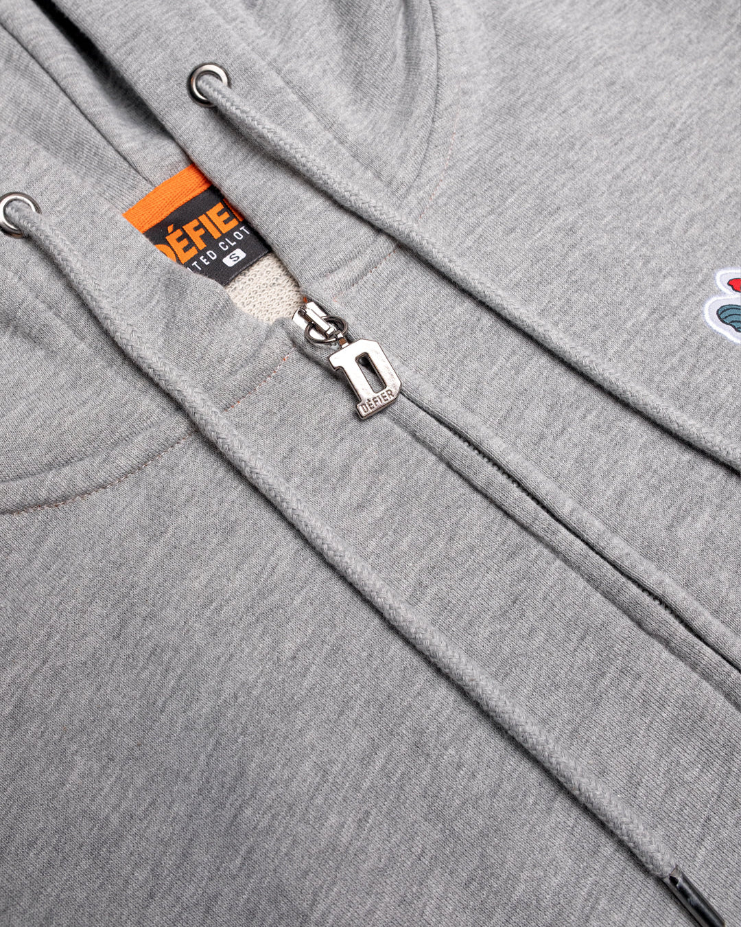 Défier Classic Zip-Hoodie Rooster Logo Patch heather grey