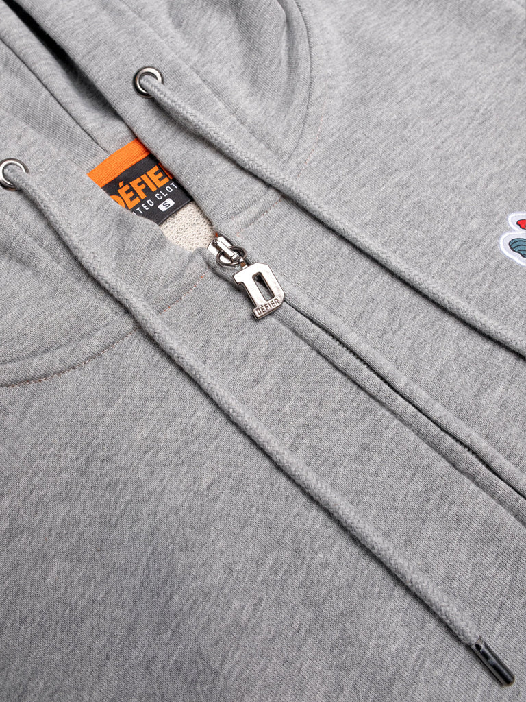 Défier Classic Zip-Hoodie Rooster Logo Patch heather grey